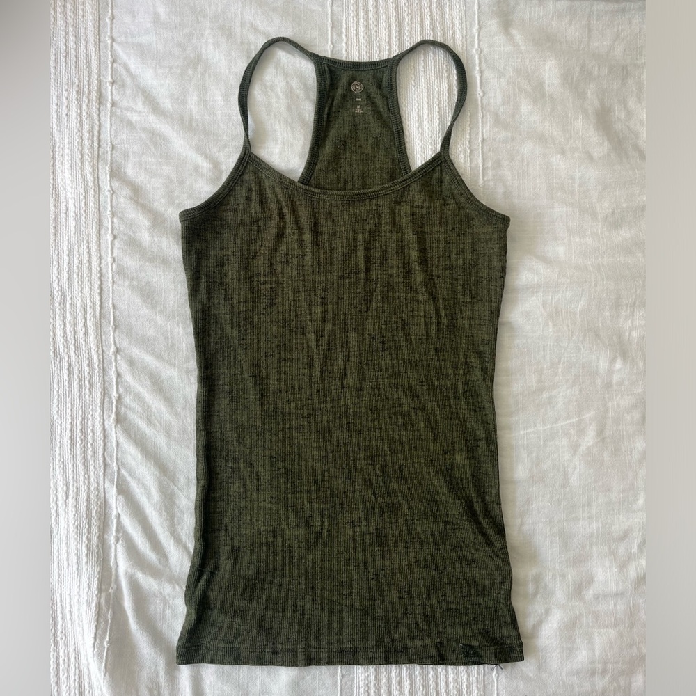 Green racer back ribbed tank
